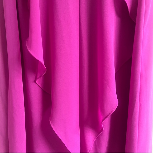 NWT Thalia Sodi Magenta Hi-Low Ruffle Dress | Sleeveless Flowing Party Dress - Picture 4 of 4